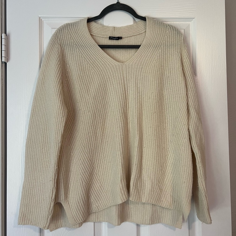 J. McLaughlin Cream V-Neck Sweater
